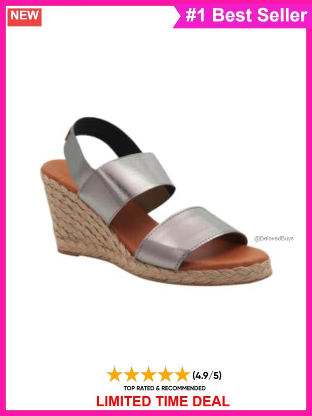 Allison Leather Espadrille Wedge Sandals Multi-Strap Slingback 3in Heel